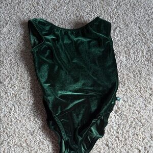 Rare Emerald Green Crushed Velvet Lucky Leo Boat Neck Open Back